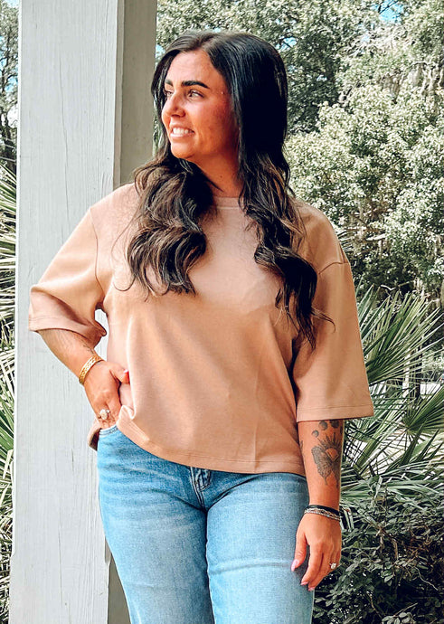 Scuba Drop Shoulder Tee | Taupe