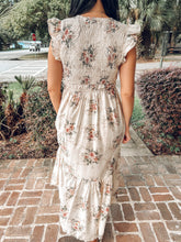 Rose Floral Printed Smocked Dress | Blush/Cream