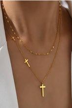 Suspended Cross Layer Necklace | Gold