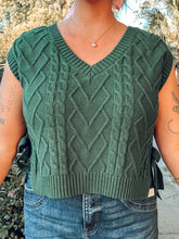 Cable Knit Sweater Vest | Green