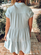 Collared Linen Dress | Light Blue