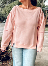 Boat Neck Waffle Knit Top | Blush