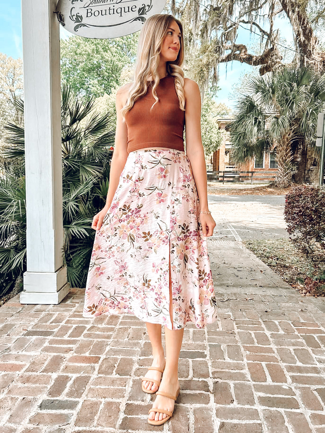 Awaken Floral Midi Skirt | Pink