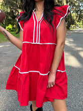 Go Team Piped Babydoll Dress | Red
