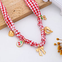 Gingham Scarf Charm Necklace | Red