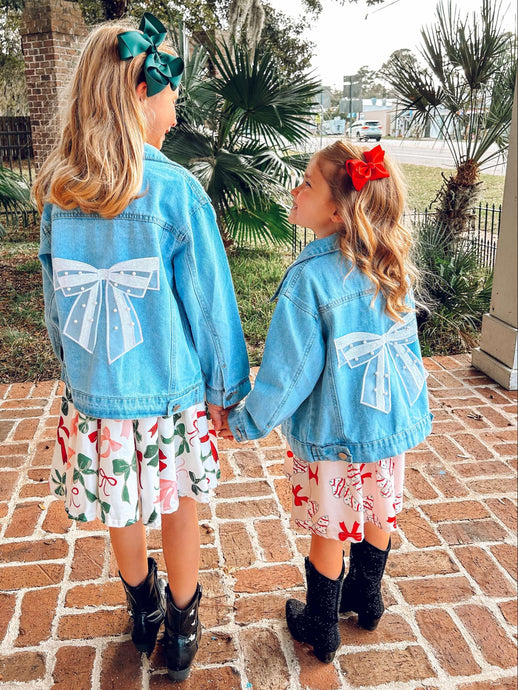 Pearl Bow Denim Jacket | Little Saint