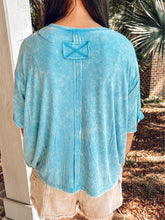 Crush Washed Ribbed Top | Ocean Blue