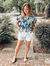 Floral Tiered Ruffle Top | Blue