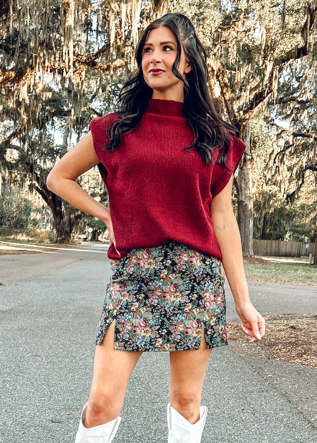 Floral Holiday Mini Skirt