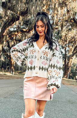 Wrapped Floral Bow Cardigan