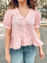 Gingham Button Top | Pink