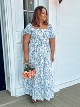 Cotton Floral Maxi Dress | Blue