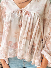 Floral Chiffon Peplum Top | Blush