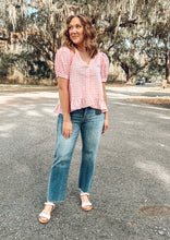 Gingham Button Top | Pink