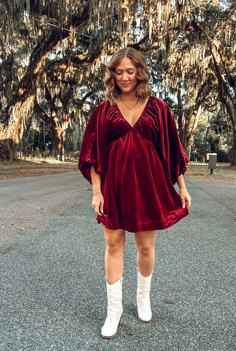 Dear Santa Dress | Burgundy
