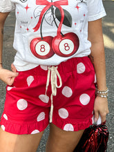 Ruffle Hem Polka Dot Poplin Shorts | Red