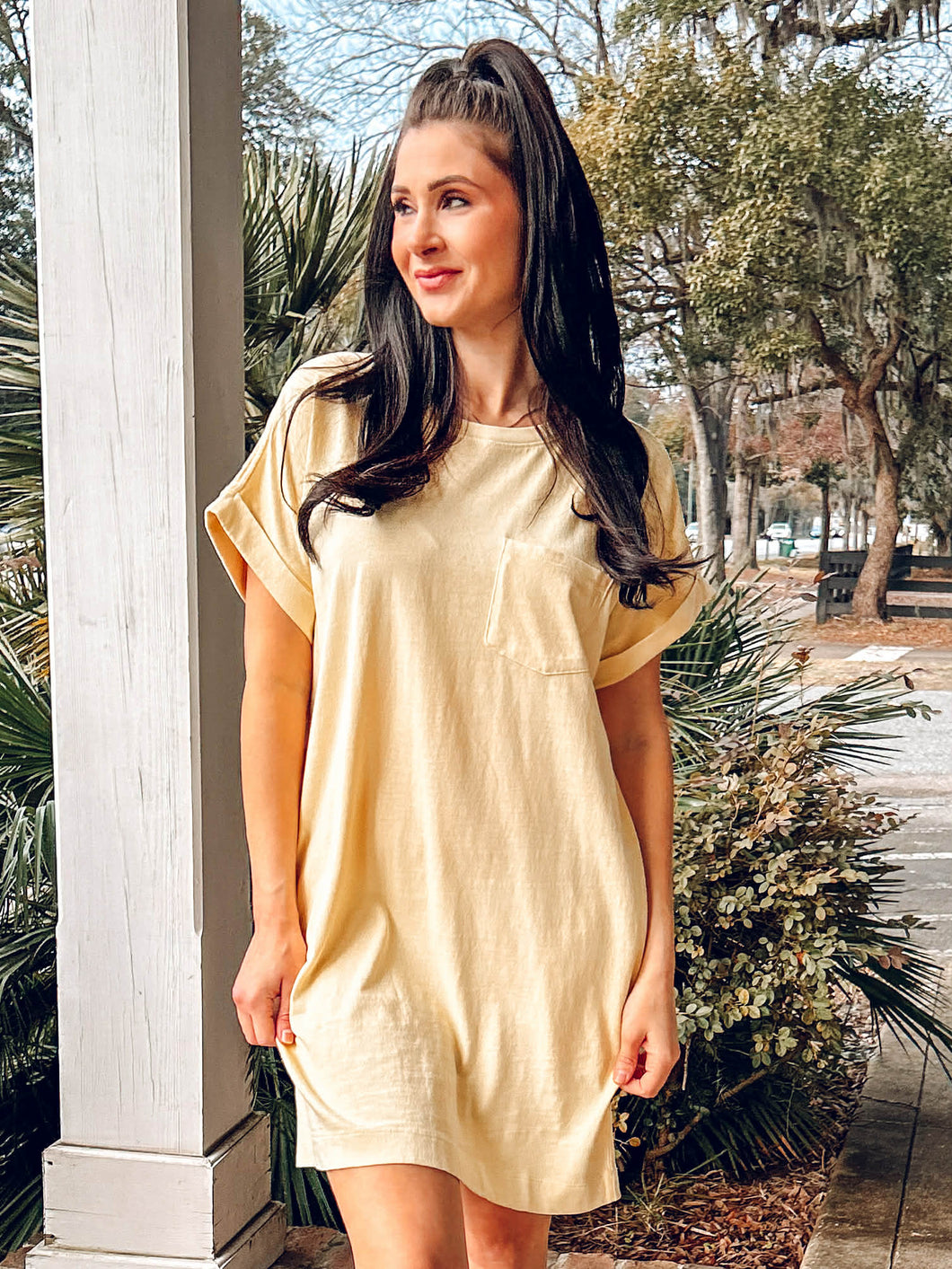 Cotton Tee Dress | Yellow