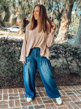 Tie Barrel Leg Denim Pants | Dark Denim