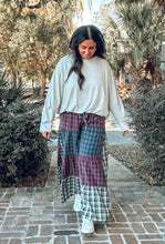 Patchwork Plaid Wide Leg Pant