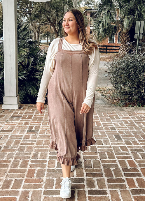 Ruffle Flare Washed Jumper | Coffee