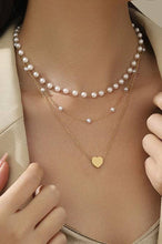 Tri Layered Pearl Heart Neclace