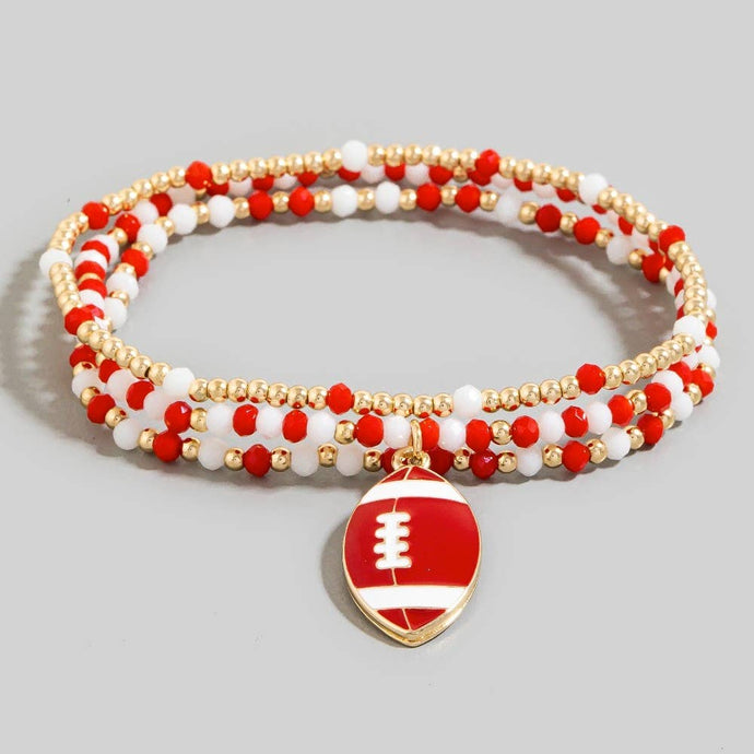 Gameday Set of 4 Bracelets | Red + White