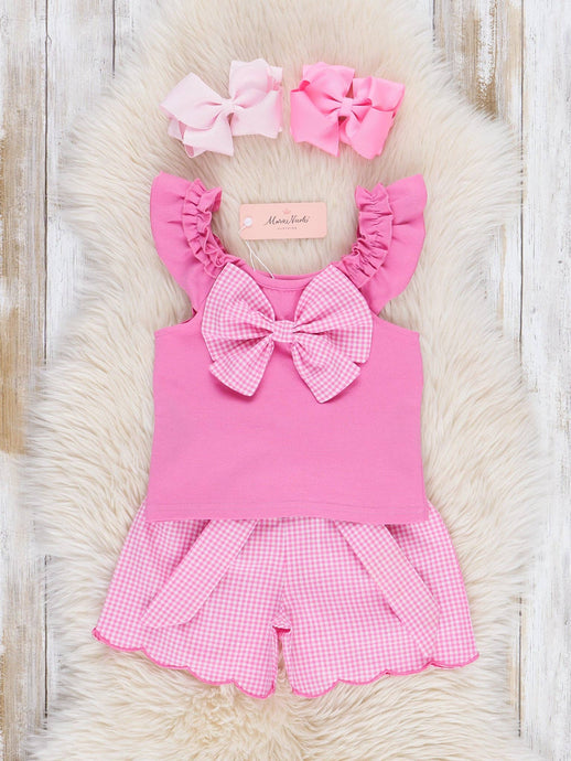 Preppy Bow Cotton Fit | Pink