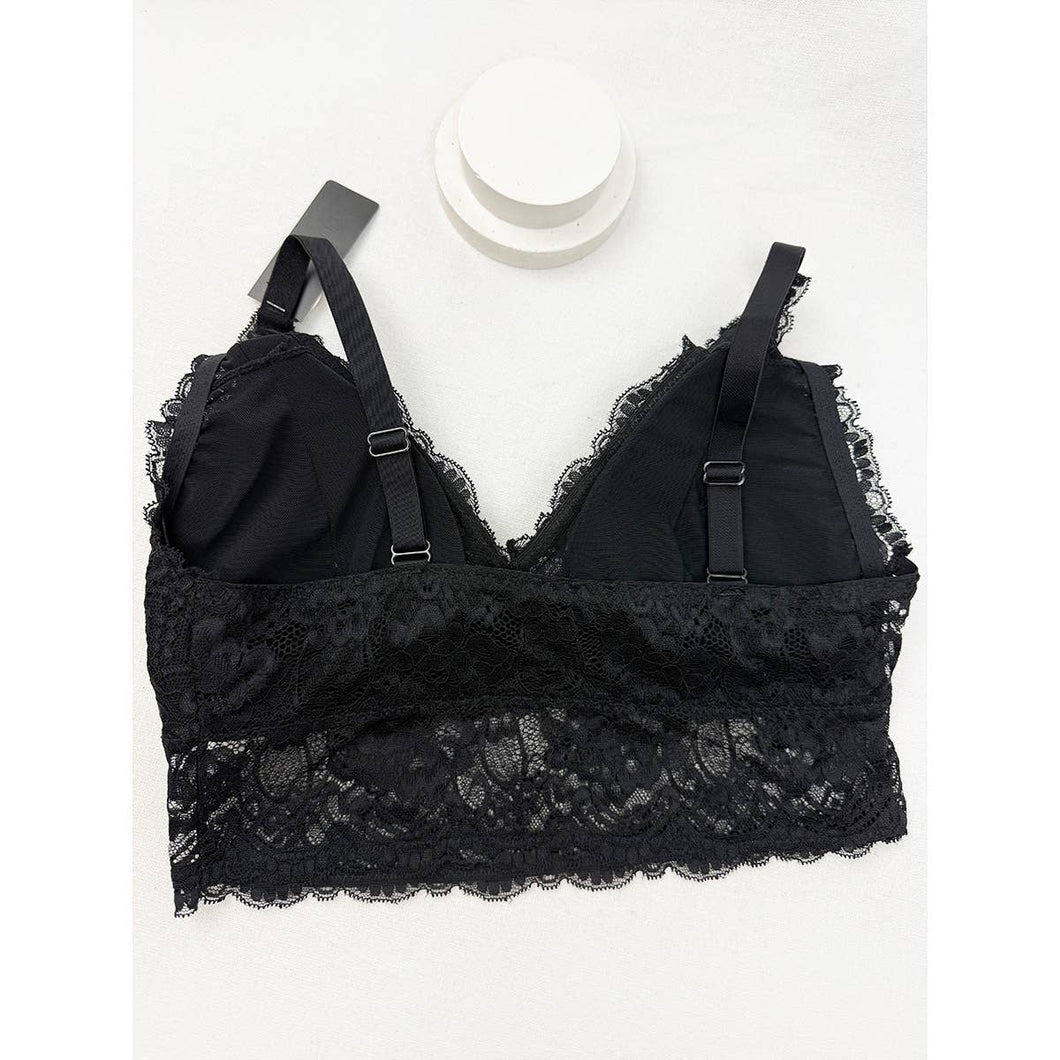 Floral Lace Bralette | Black