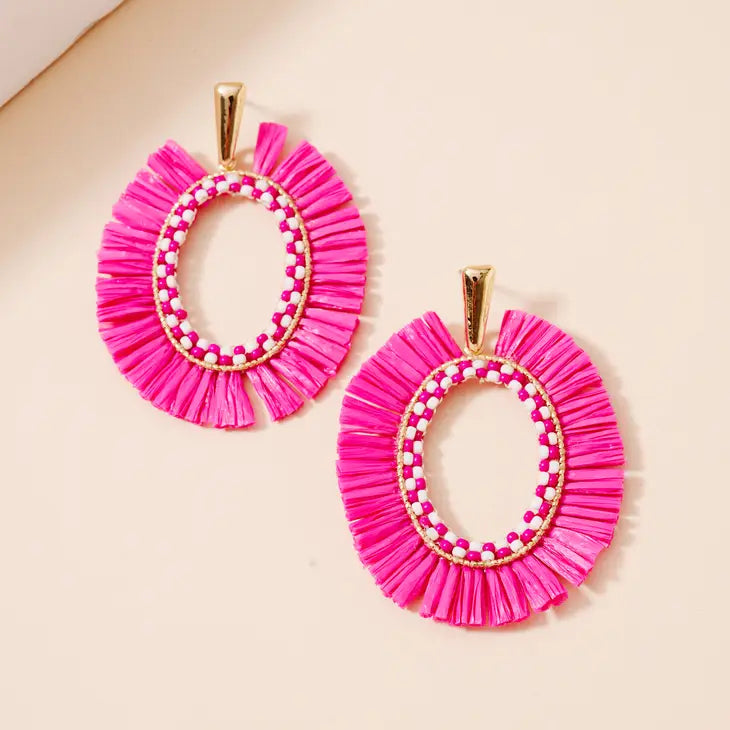 picture 1 Rounded Fray Earrings | Pink