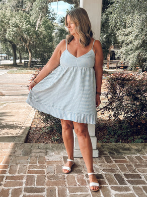 Summer Striped Bow Dress | Blue