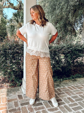 Polka Dot Wide Leg Pant | Taupe