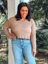 Boxy Ribbed Crop | Taupe