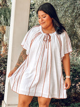 Fall Piped Boho Dress | White