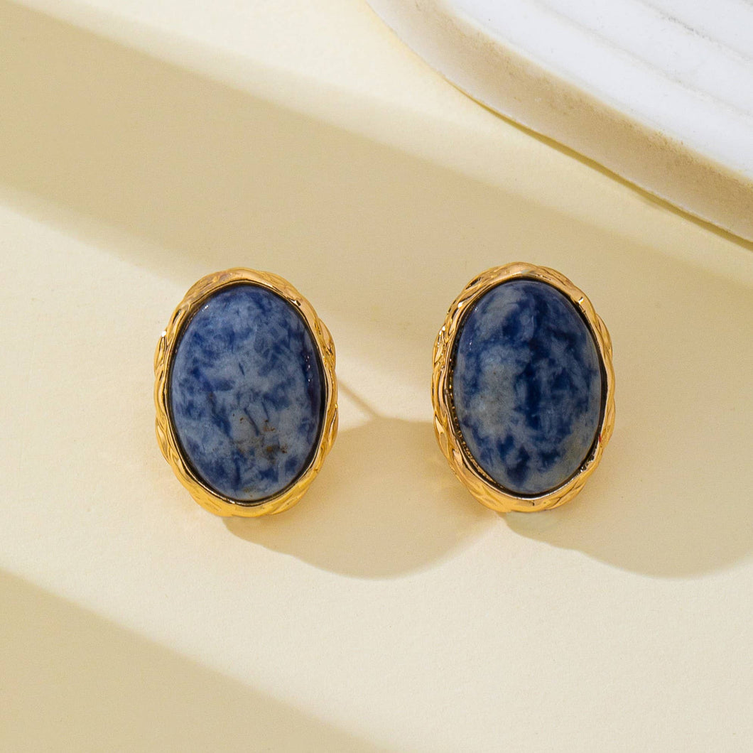 Sodlite Marble Stone Stud Earrings