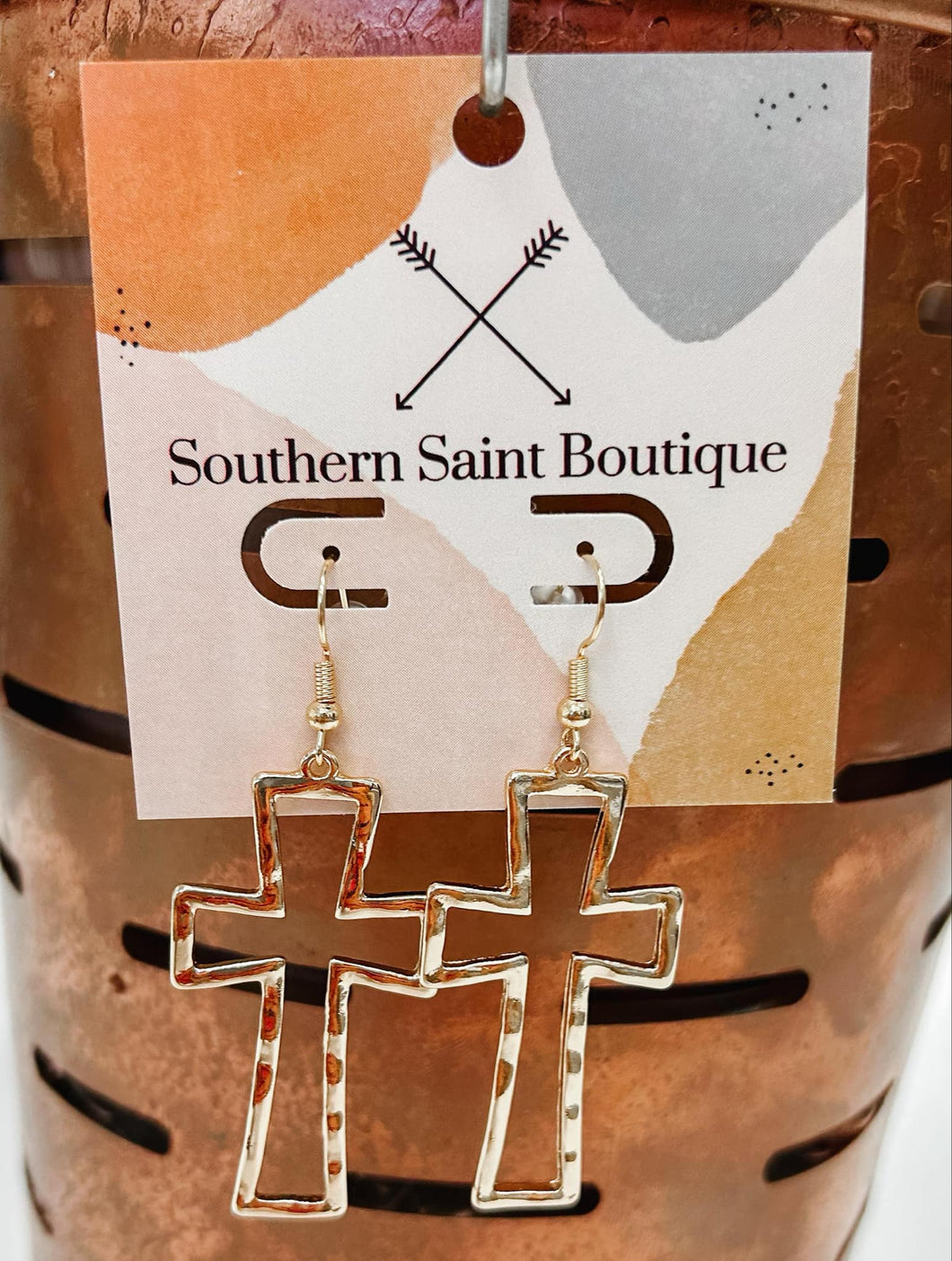 Golden Cross Earring