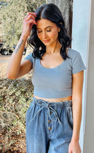 Scoop Ribbed Crop Top | Blue