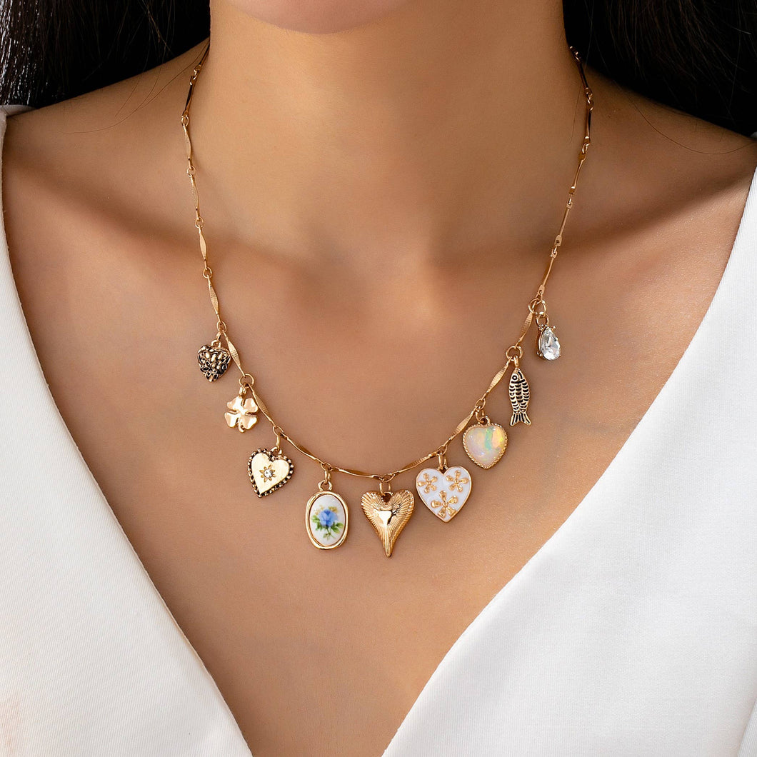 Charm Flover Heart Necklace