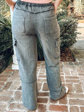 Washed Wide Leg Cargo | Charcoal