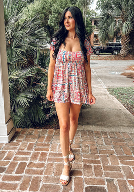 Floral Boho Romper | Cream Multi