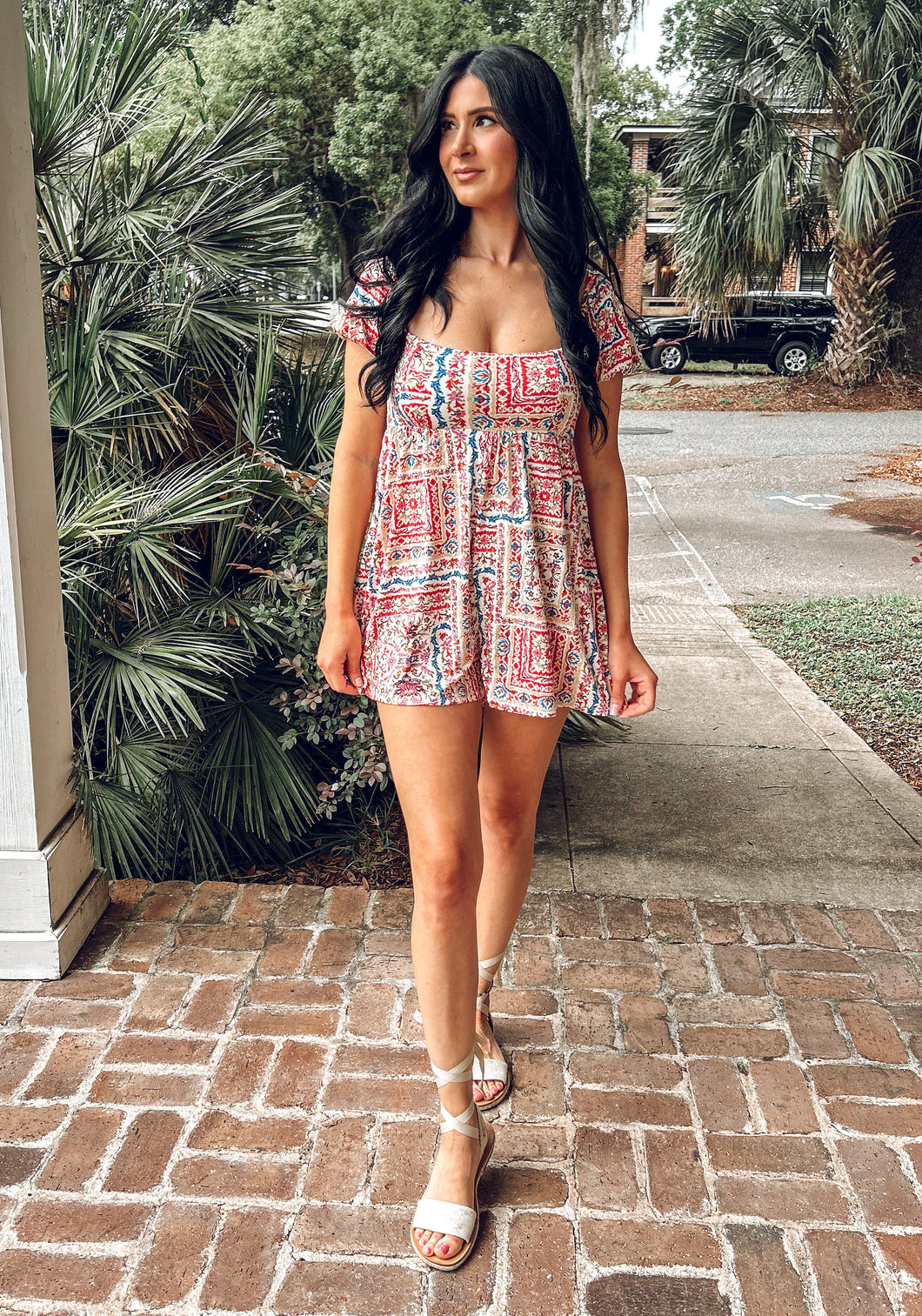 Floral Boho Romper | Cream Multi