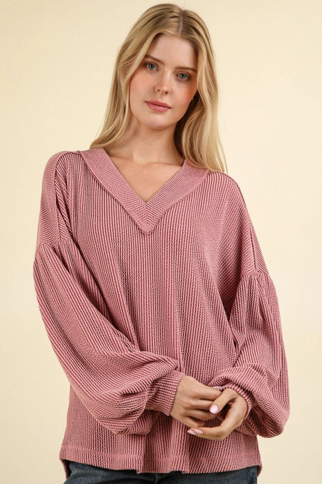 Oversize Ribbed Sweater | Pink