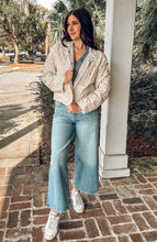 Floral Puffer Jacket | Light Khaki