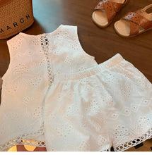 Eyelet Embroidery Lace Set | White