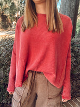 Oversized Washed Mineral Top | Red
