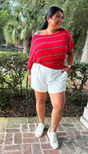 Asymmetrical Stripe Dolman Top | Red