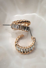 Rhinestone Intertwined Huggie Earring | Gold