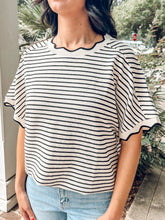 Scalloped Striped Top | Cream