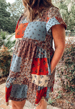 Patchwork Floral Babydoll Dress | Rust