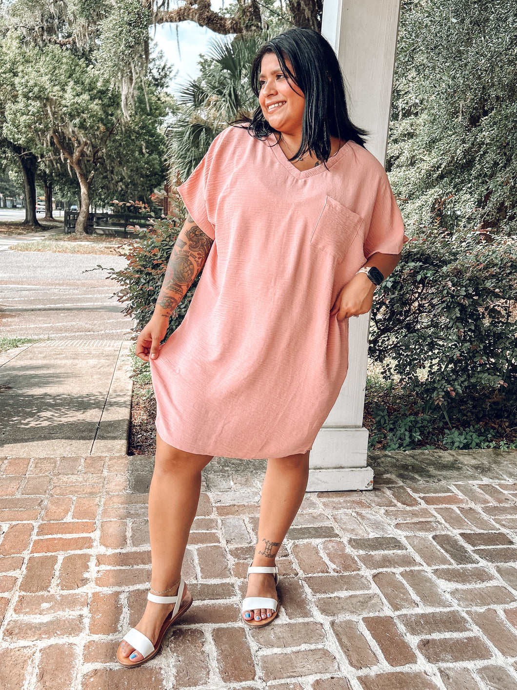 Airflow VNeck Tee Dress | Rose