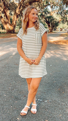 Textured Striped Dress | Sage